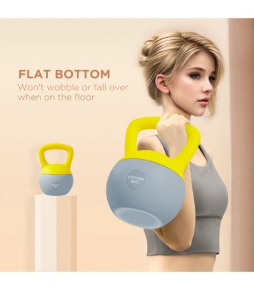 SPORTNOW 8KG Kettlebell with Soft Body and Non-Slip Handle, Yellow and Grey