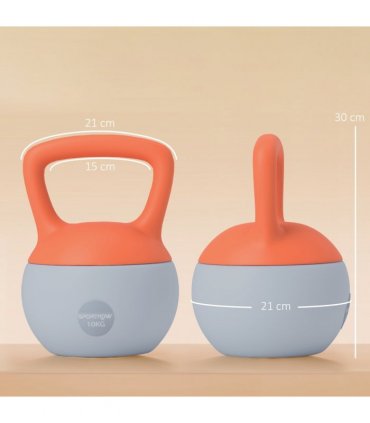 SPORTNOW 10KG Kettlebell w/ Soft Body and Non-Slip Handle, Orange and Grey