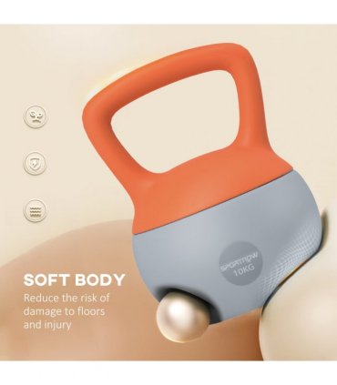 SPORTNOW 10KG Kettlebell w/ Soft Body and Non-Slip Handle, Orange and Grey