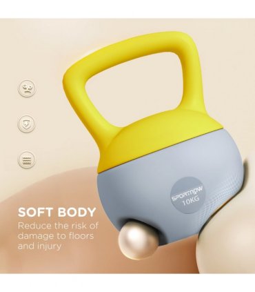 SPORTNOW 10KG Kettlebell w/ Soft Body and Non-Slip Handle, Yellow and Grey