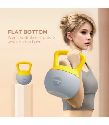 SPORTNOW 10KG Kettlebell w/ Soft Body and Non-Slip Handle, Yellow and Grey