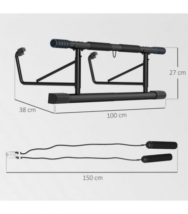 SPORTNOW Pull-Up Bar Doorway Push Up Stand w/ Resistance Bands for Home Gym