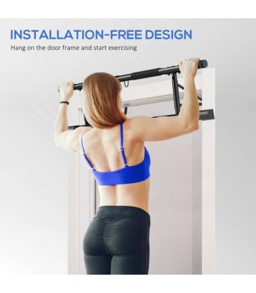 SPORTNOW Pull-Up Bar Doorway Push Up Stand w/ Resistance Bands for Home Gym