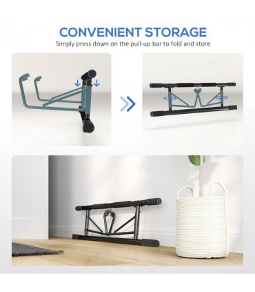 SPORTNOW Pull-Up Bar Doorway Push Up Stand w/ Resistance Bands for Home Gym
