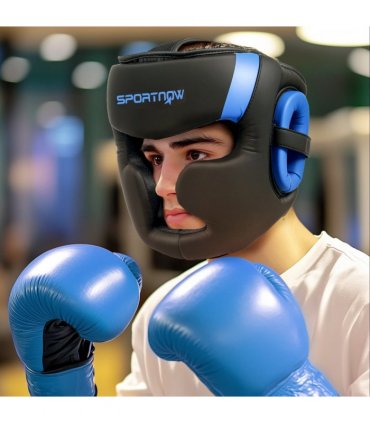 SPORTNOW Boxing Headguard w/ Adjustable Strap for Sparring Kickboxing, Blue