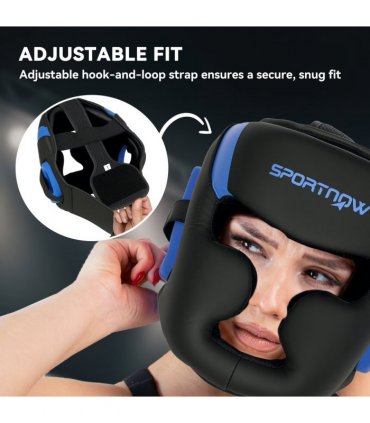 SPORTNOW Boxing Headguard w/ Adjustable Strap for Sparring Kickboxing, Blue