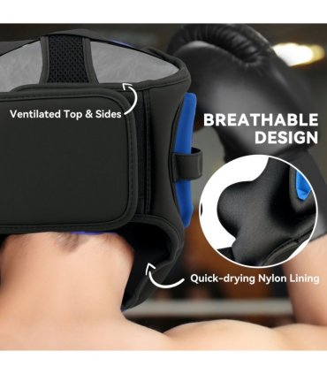SPORTNOW Boxing Headguard w/ Adjustable Strap for Sparring Kickboxing, Blue