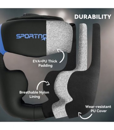SPORTNOW Boxing Headguard w/ Adjustable Strap for Sparring Kickboxing, Blue