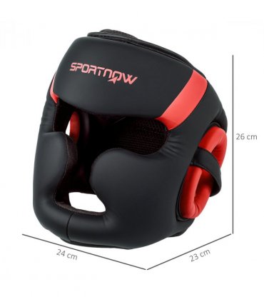 SPORTNOW Boxing Headguard w/ Adjustable Strap for Sparring Kickboxing, Red
