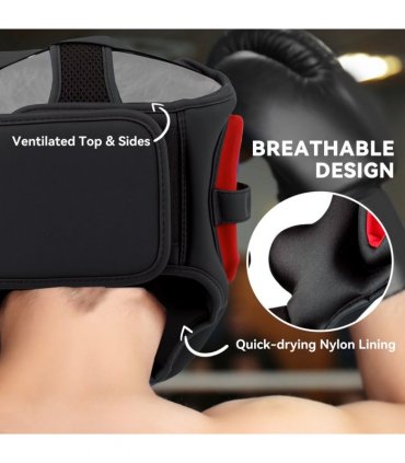 SPORTNOW Boxing Headguard w/ Adjustable Strap for Sparring Kickboxing, Red