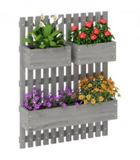 Outsunny Wooden Garden Planters with Trellis Wall-mounted Raised Garden Bed