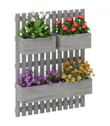 Outsunny Wooden Garden Planters with Trellis Wall-mounted Raised Garden Bed
