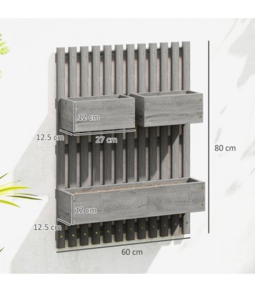 Outsunny Wooden Garden Planters with Trellis Wall-mounted Raised Garden Bed