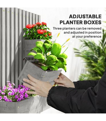 Outsunny Wooden Garden Planters with Trellis Wall-mounted Raised Garden Bed
