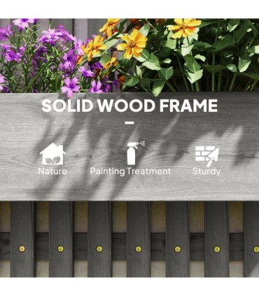 Outsunny Wooden Garden Planters with Trellis Wall-mounted Raised Garden Bed