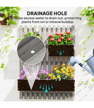 Outsunny Wooden Garden Planters with Trellis Wall-mounted Raised Garden Bed