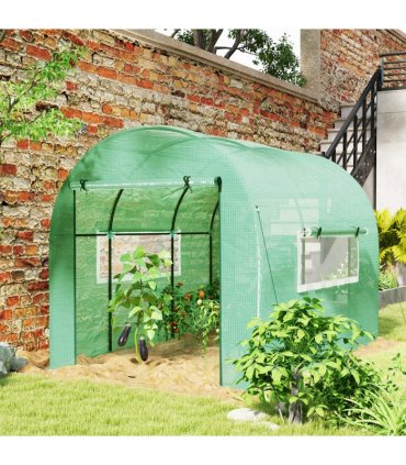 Outsunny 3 x 2 x 2m Polytunnel Greenhouse with Doors and Mesh Windows