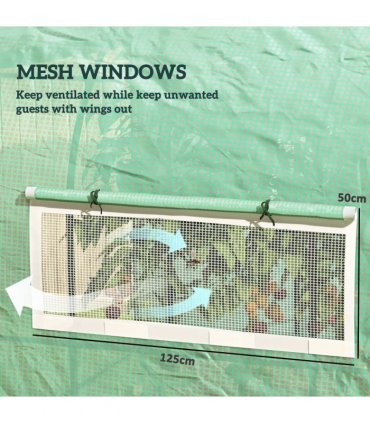 Outsunny 3 x 2 x 2m Polytunnel Greenhouse with Doors and Mesh Windows