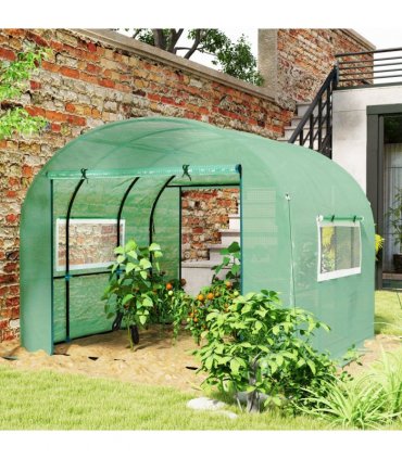 Outsunny 3 x 3 x 2m Polytunnel Greenhouse with Doors and Mesh Windows