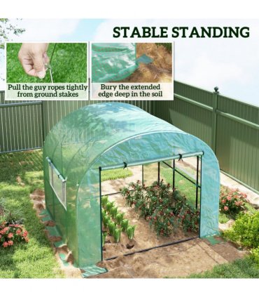 Outsunny 3 x 3 x 2m Polytunnel Greenhouse with Doors and Mesh Windows