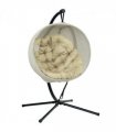 Outsunny Hanging Egg Chair Outdoor Indoor Swing Chair, Folding Basket, Khaki