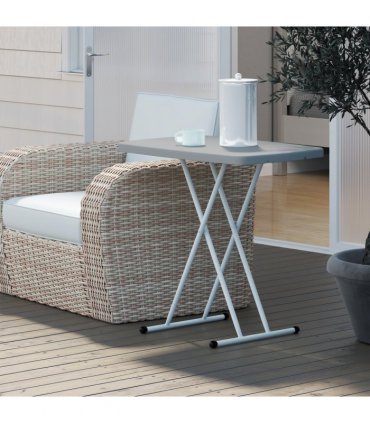 Outsunny Folding Coffee Table, Height Adjustable Bistro Table, Charcoal Grey