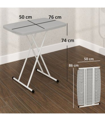 Outsunny Folding Coffee Table, Height Adjustable Bistro Table, Charcoal Grey