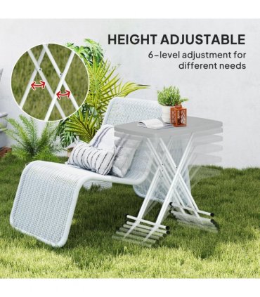 Outsunny Folding Coffee Table, Height Adjustable Bistro Table, Charcoal Grey