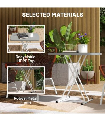 Outsunny Folding Coffee Table, Height Adjustable Bistro Table, Charcoal Grey