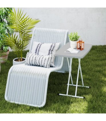 Outsunny Folding Coffee Table, Height Adjustable Bistro Table, Charcoal Grey