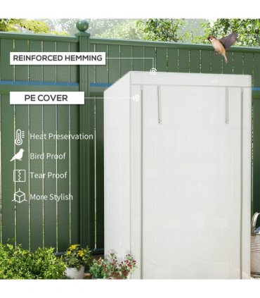 Outsunny 4 Tier Lean-to Mini Greenhouse with Reinforced PE Cover, Grey