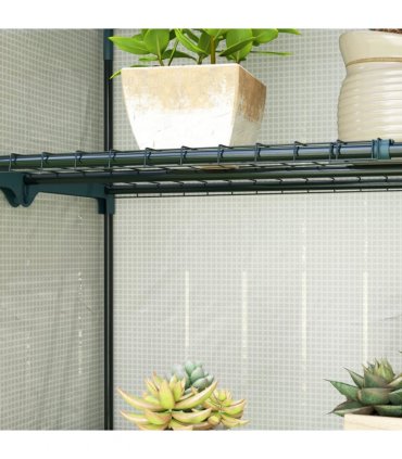 Outsunny 4 Tier Lean-to Mini Greenhouse with Reinforced PE Cover, Grey
