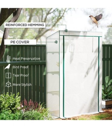 Outsunny 4 Tier Lean-to Mini Greenhouse with Reinforced PE Cover, Green