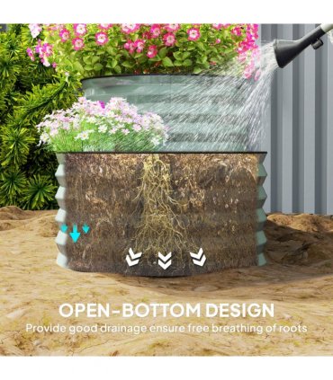 Outsunny 2-Tier Galvanised Raised Garden Bed with Safety Edging Light Green