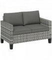 Outsunny Rattan Sofa with Cushions, 2 Seater Garden Furniture, Light Grey