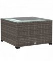Outsunny Outdoor Coffee Table with Glass Top, Rattan Side Table, Black