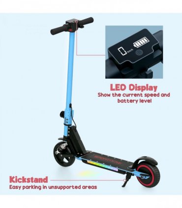 SPORTNOW Folding Electric Scooter w/ LED Lights and Display, Gold