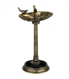 Elegant Two-Basin Bird Bath & Feeder with Antique Finish