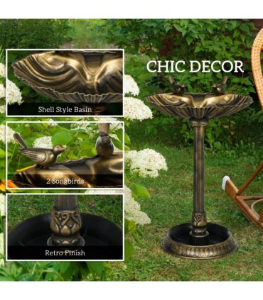 Elegant Two-Basin Bird Bath & Feeder with Antique Finish