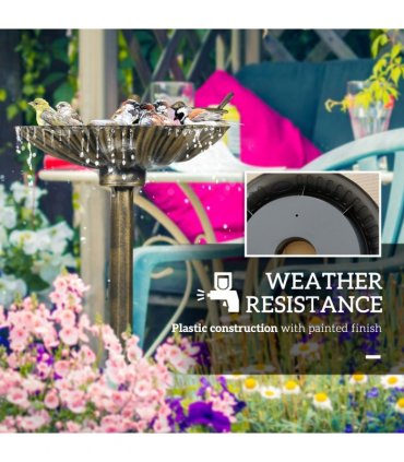 Elegant Two-Basin Bird Bath & Feeder with Antique Finish