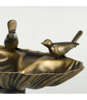 Elegant Two-Basin Bird Bath & Feeder with Antique Finish
