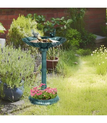 Elegant Two-Basin Bird Bath & Feeder with Antique Finish