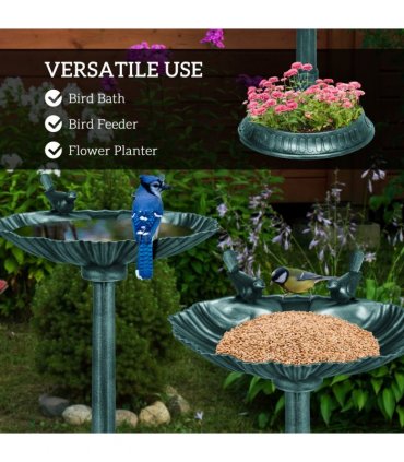 Elegant Two-Basin Bird Bath & Feeder with Antique Finish