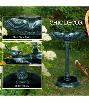 Elegant Two-Basin Bird Bath & Feeder with Antique Finish