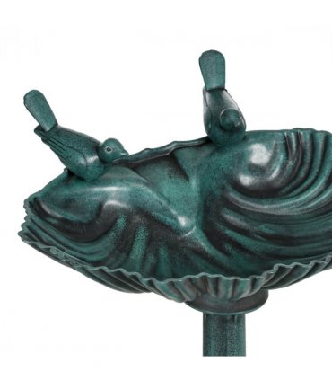 Elegant Two-Basin Bird Bath & Feeder with Antique Finish
