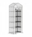 Outsunny 5 Tier Mini Greenhouse Grow House w/ Roll Up Door, White/Grey