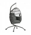 Outsunny Egg Chair Outdoor Indoor Garden Swing Chair, Folding Basket, Grey