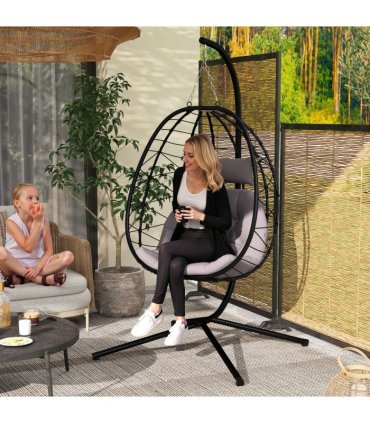 ComfortSwing Egg-Shaped Chair with Cushion - Stylish Nest Design for Relaxation