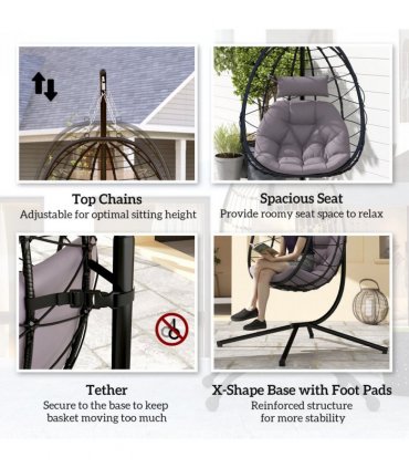 ComfortSwing Egg-Shaped Chair with Cushion - Stylish Nest Design for Relaxation