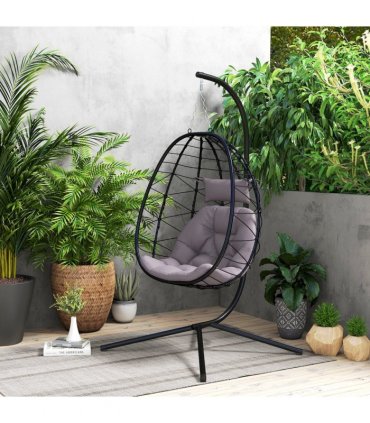 ComfortSwing Egg-Shaped Chair with Cushion - Stylish Nest Design for Relaxation